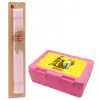 Easter Set, children's snack container PINK & scented flat Easter candle (30cm) (PINK)