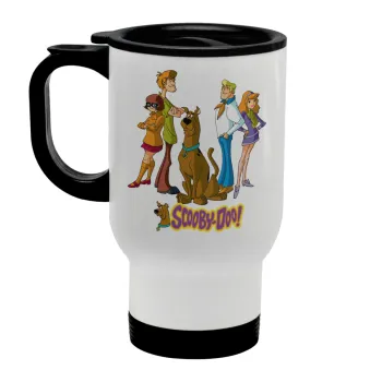 Scooby Doo Characters, Stainless steel travel mug with lid, double wall white 450ml