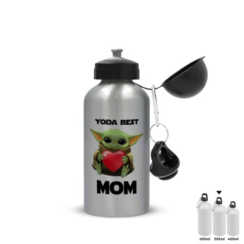 Yoda Best mom, Μεταλλικό παγούρι νερού, Ασημένιο, αλουμινίου 500ml