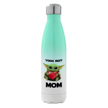 Yoda Best mom, Μεταλλικό παγούρι θερμός Πράσινο/Λευκό (Stainless steel), διπλού τοιχώματος, 500ml