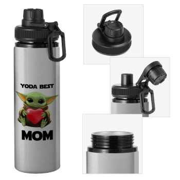 Yoda Best mom, Metallic water bottle with safety cap, 850ml aluminum