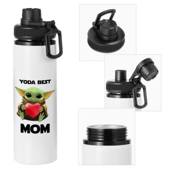 Yoda Best mom, Metal water bottle with safety cap, aluminum 850ml