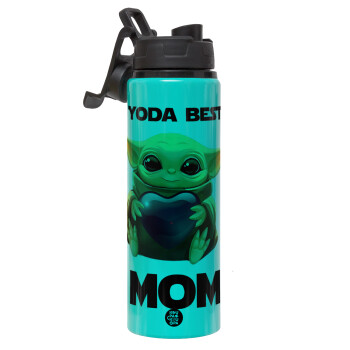 Yoda Best mom, Μεταλλικό παγούρι νερού με καπάκι ασφαλείας, αλουμινίου 850ml