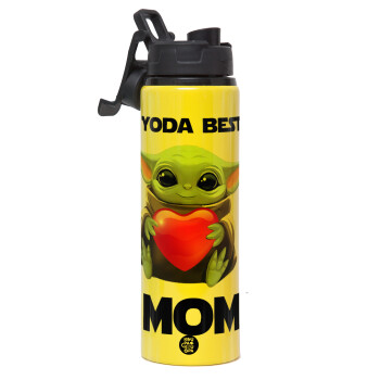 Yoda Best mom, Μεταλλικό παγούρι νερού με καπάκι ασφαλείας, αλουμινίου 850ml