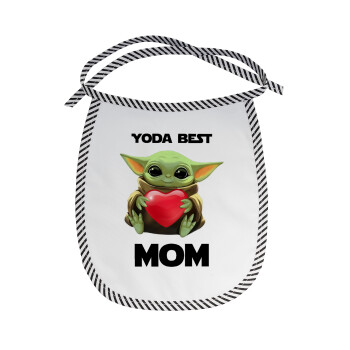 Yoda Best mom, Σαλιάρα μωρού αλέκιαστη με κορδόνι Μαύρη