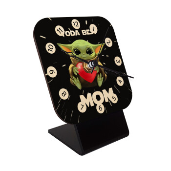 Yoda Best mom, Επιτραπέζιο ρολόι σε φυσικό ξύλο (10cm)