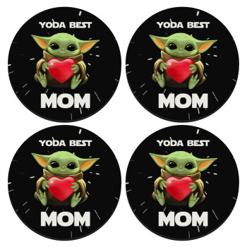 Yoda Best mom, ΣΕΤ 4 Σουβέρ ξύλινα στρογγυλά (9cm)
