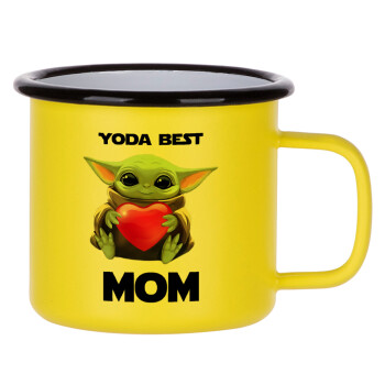 Yoda Best mom, Κούπα Μεταλλική εμαγιέ ΜΑΤ Κίτρινη 360ml