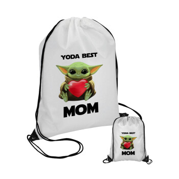Yoda Best mom, Τσάντα πουγκί με μαύρα κορδόνια (1 τεμάχιο)