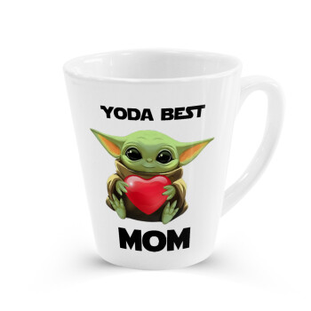 Yoda Best mom, Κούπα κωνική Latte Λευκή, κεραμική, 300ml