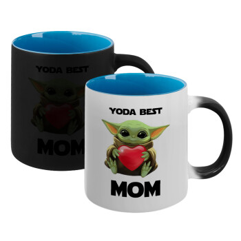 Yoda Best mom, Κούπα Μαγική εσωτερικό μπλε, κεραμική 330ml που αλλάζει χρώμα με το ζεστό ρόφημα