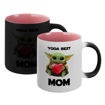 Yoda Best mom, Κούπα Μαγική εσωτερικό ΡΟΖ, κεραμική 330ml που αλλάζει χρώμα με το ζεστό ρόφημα (1 τεμάχιο)