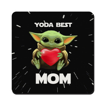 Yoda Best mom, Τετράγωνο μαγνητάκι ξύλινο 9x9cm