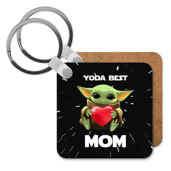 Yoda Best mom, Μπρελόκ Ξύλινο τετράγωνο MDF