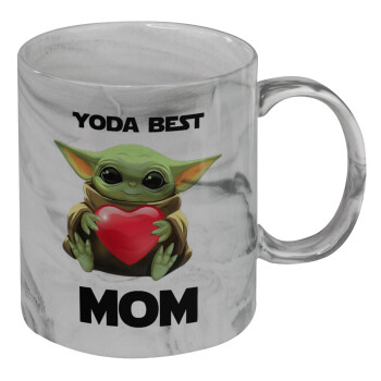 Yoda Best mom, Κούπα κεραμική, marble style (μάρμαρο), 330ml