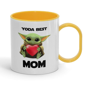 Yoda Best mom, Κούπα (πλαστική) (BPA-FREE) Polymer Κίτρινη για παιδιά, 330ml