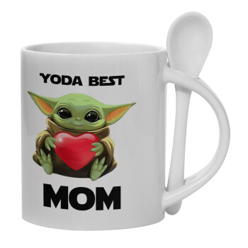 Yoda Best mom, Κούπα, κεραμική με κουταλάκι, 330ml (1 τεμάχιο)