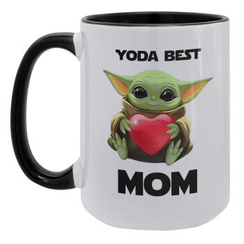 Yoda Best mom, Κούπα Mega 15oz, κεραμική Μαύρη, 450ml