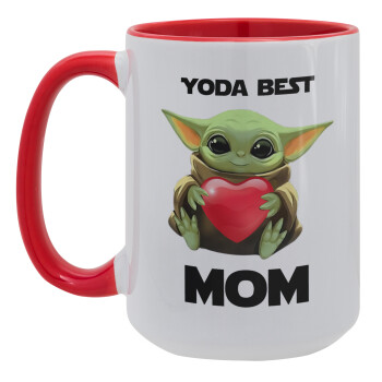 Yoda Best mom, Κούπα Mega 15oz, κεραμική Κόκκινη, 450ml