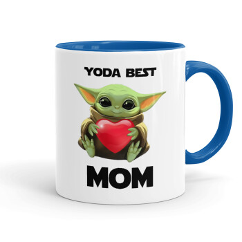 Yoda Best mom, Κούπα χρωματιστή μπλε, κεραμική, 330ml
