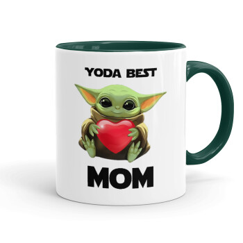Yoda Best mom, Κούπα χρωματιστή πράσινη, κεραμική, 330ml