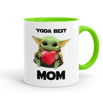 Yoda Best mom, Κούπα χρωματιστή βεραμάν, κεραμική, 330ml