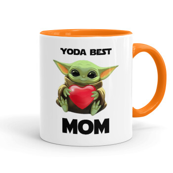Yoda Best mom, Κούπα χρωματιστή πορτοκαλί, κεραμική, 330ml