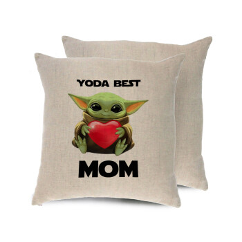 Yoda Best mom, Μαξιλάρι καναπέ ΛΙΝΟ 40x40cm περιέχεται το  γέμισμα
