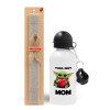 Easter Set, metallic aluminum water bottle (500ml) & aromatic flat Easter candle (30cm) (GRAY)