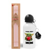 Easter Set, metallic aluminum bottle (500ml) & aromatic flat Easter candle (30cm) (PINK)