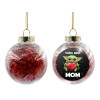 Transparent Christmas tree ball ornament with red filling 8cm