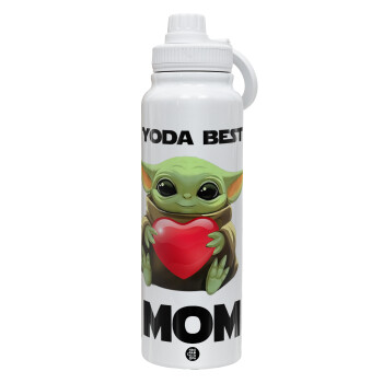 Yoda Best mom, 1L Stainless Steel Thermal Bottle with Phone Holder & Double Wall Insulation