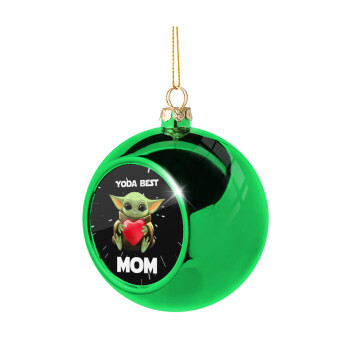 Yoda Best mom, Χριστουγεννιάτικη μπάλα δένδρου Πράσινη 8cm