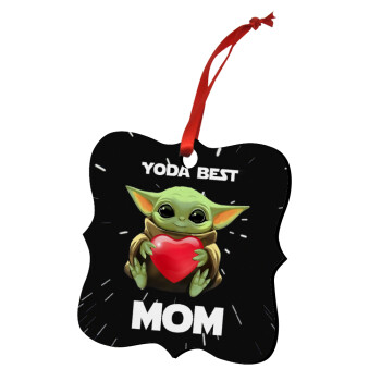 Yoda Best mom, Χριστουγεννιάτικο στολίδι polygon ξύλινο 7.5cm