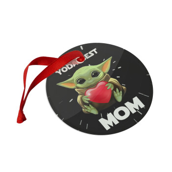Yoda Best mom, Χριστουγεννιάτικο στολίδι γυάλινο 9cm