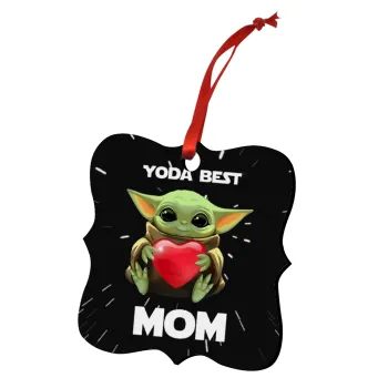 Yoda Best mom, Christmas ornament polygon wooden 7.5cm