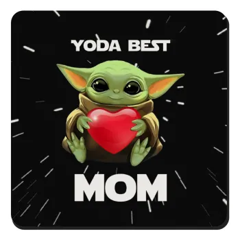 Yoda Best mom, Τετράγωνο μαγνητάκι ξύλινο 9x9cm
