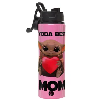 Yoda Best mom, Μεταλλικό παγούρι νερού με καπάκι ασφαλείας, αλουμινίου 850ml