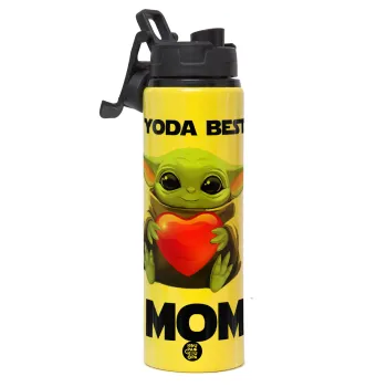 Yoda Best mom, Μεταλλικό παγούρι νερού με καπάκι ασφαλείας, αλουμινίου 850ml