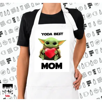 Yoda Best mom, Ποδιά μακριά Σεφ ολόσωμη με τσέπες white (ΕΝΗΛΙΚΩΝ)