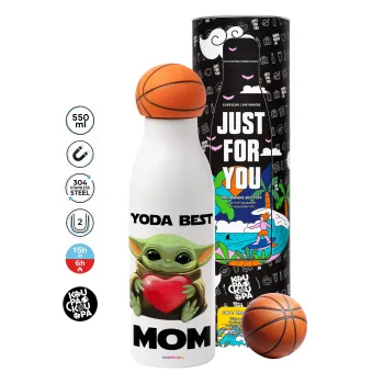 Yoda Best mom, Bascetball Metal mug thermos, double wall, 550ml