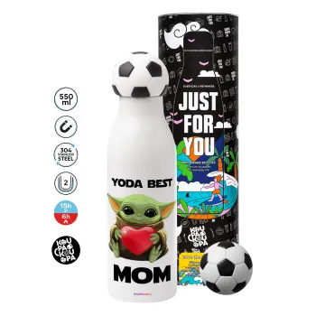 Yoda Best mom, Soccer Metal mug thermos, double wall, 550ml