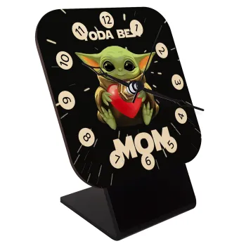 Yoda Best mom, Επιτραπέζιο ρολόι σε φυσικό ξύλο (10cm)