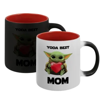Yoda Best mom, Κούπα Μαγική εσωτερικό κόκκινο, κεραμική, 330ml που αλλάζει χρώμα με το ζεστό ρόφημα