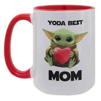 Yoda Best mom, Κούπα Mega 15oz, κεραμική Κόκκινη, 450ml