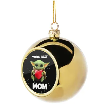 Yoda Best mom, Golden Christmas tree ball ornament 8cm