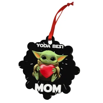 Yoda Best mom, Christmas ornament snowflake wooden 7.5cm