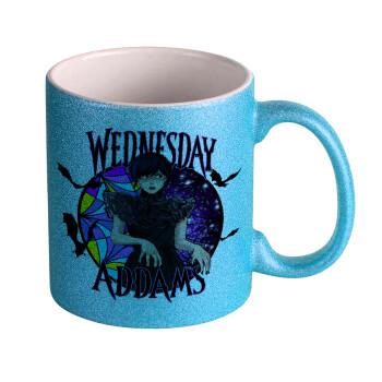 Wednesday Jenna Ortega, Κούπα Σιέλ Glitter που γυαλίζει, κεραμική, 330ml