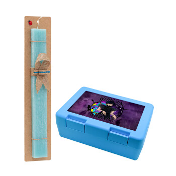 Wednesday Jenna Ortega, Easter Set, children's snack container BLUE & Easter aromatic flat candle (30cm) (TURQUOISE)