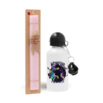 Wednesday Jenna Ortega, Easter Set, metallic aluminum bottle (500ml) & aromatic flat Easter candle (30cm) (PINK)